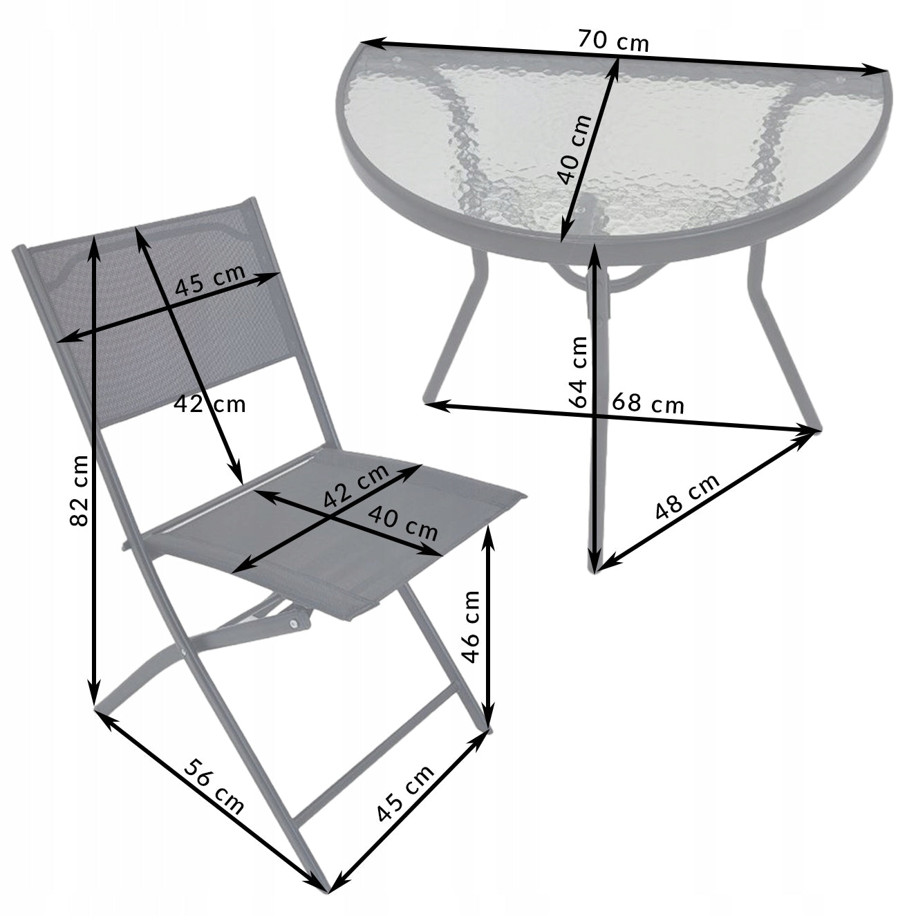 Domostreet™ Balkono Baldų Komplektas Stalas + 2 Kėdės